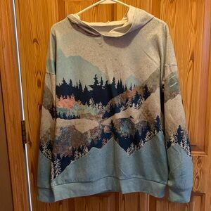 Mountain landscape, fleece, sweatshirt, hoodie, S/M